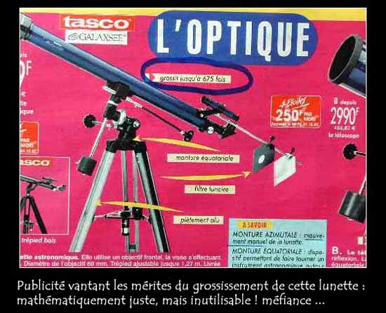 grossissement télescope grandes surfaces