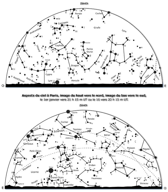 carte du ciel Janvier