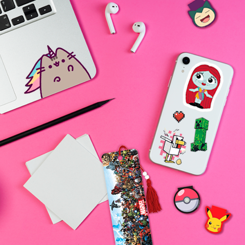 Shop a variety of licensed merch including bookmarks, stickers, tin signs, decals, and more!